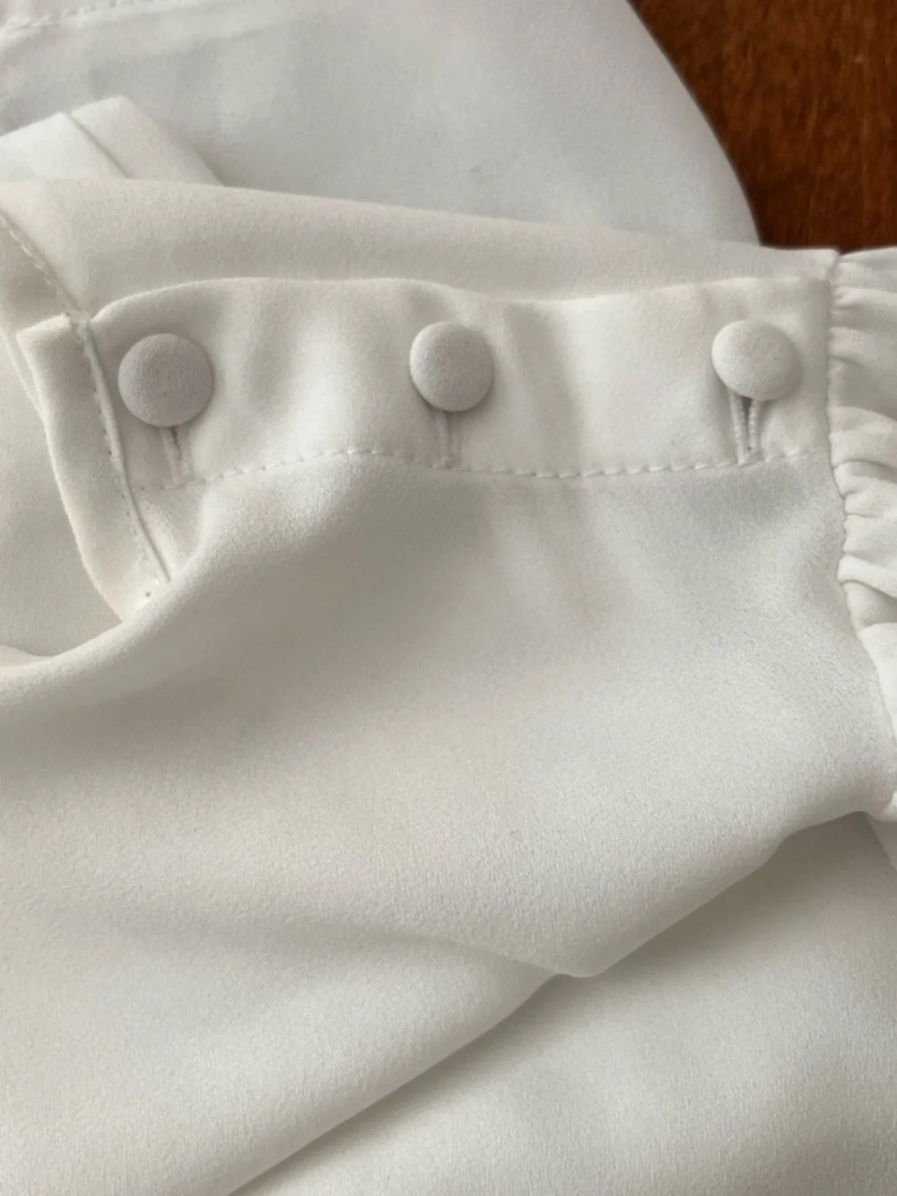 J. Crew Factory‎ Ivory Button Shoulder Ruffle Neck Blouse